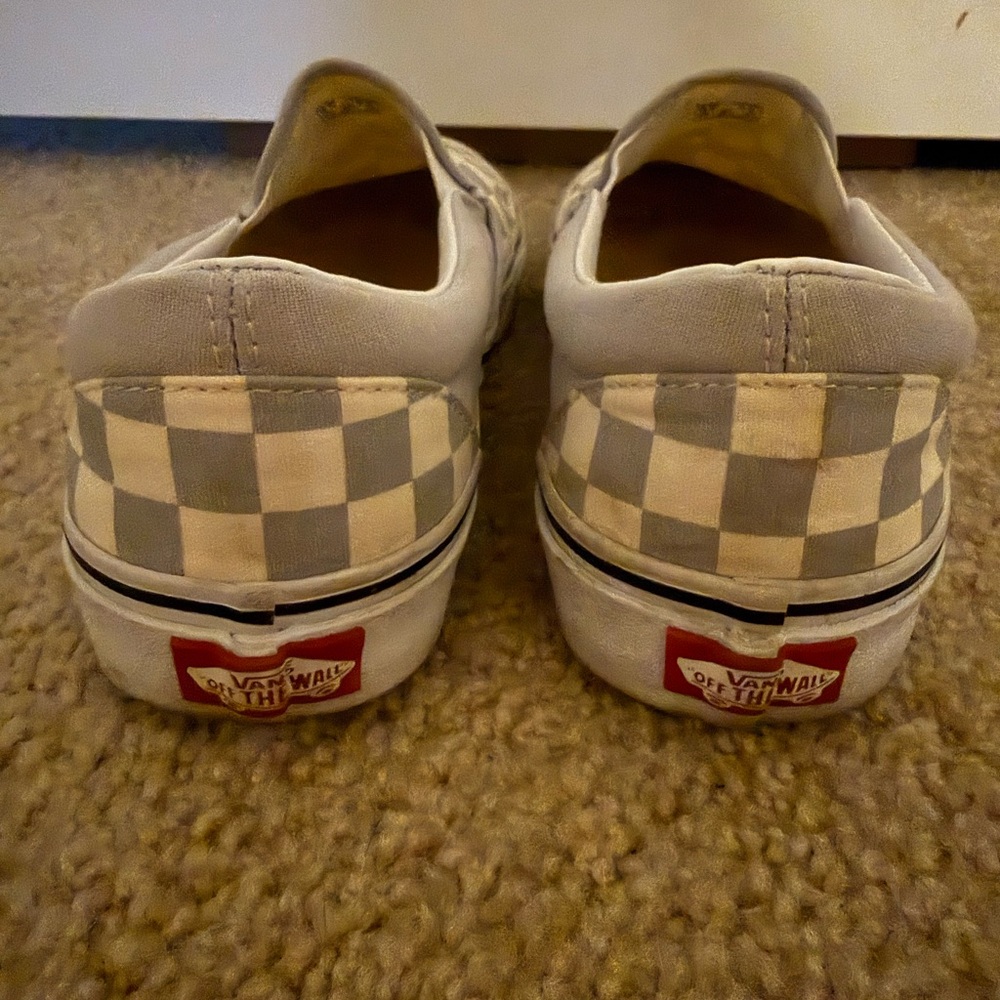 Vans Women's Checkered Slip-On Sneakers - Gray and Cream - Picture 2 of 5